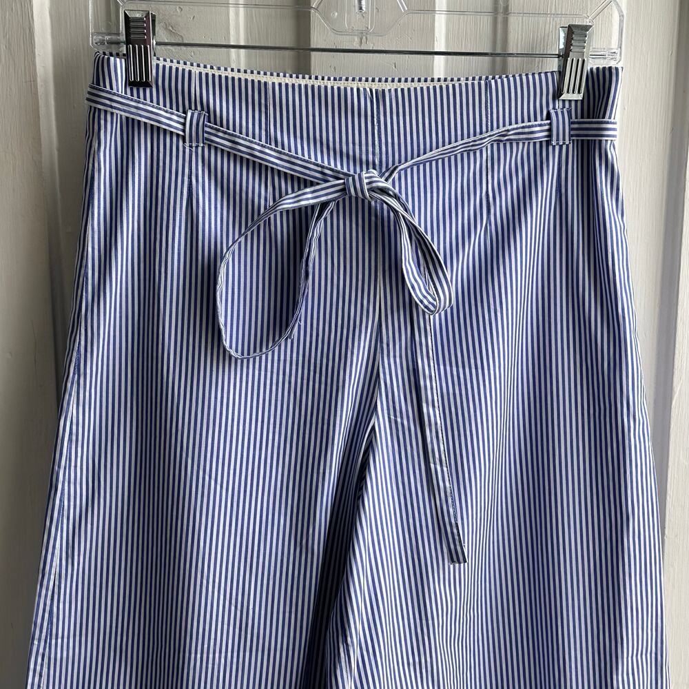 J Crew Wide Leg Cuffed Crop Pants Shirting Stripe NWT - Picture 3 of 9